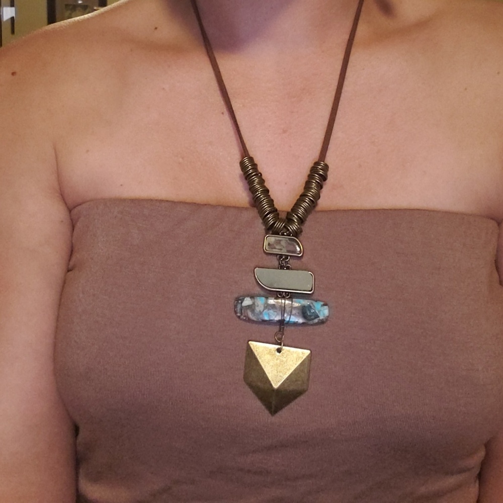 Handcrafted Bronze Stone Necklace - Picture 3 of 3